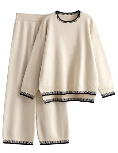 Tanming Women's Sweater Sets 2 Piece Outfits Knitted Pullover Jumper and Wide Leg Pants Tracksuit - Image 1