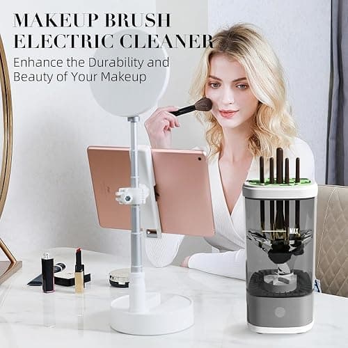 Electric Makeup Brush Cleaner, 2026 New Automatic MakeupBrush Cleaner Machine Portablefor USB Makeup Brushes Cleaner for Deep Cleaning All Size Beauty Makeup Brushes (Transparent) thumbnail 7