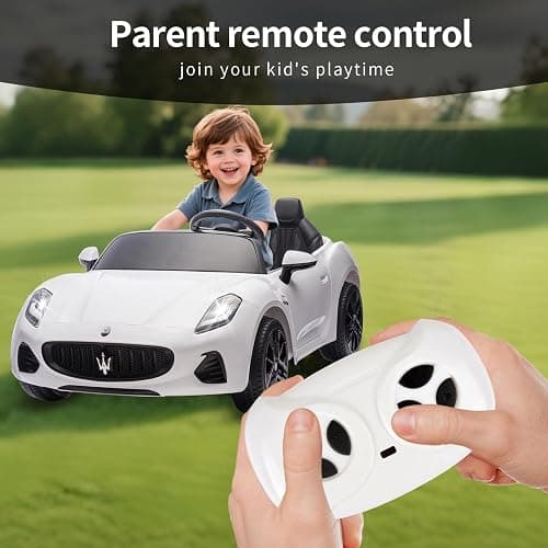 24V Maserati Licensed 2-Seater Kids Electric Ride-On Car, Dual-Speed Modes, Adjustable Seat Belts, Music & Bluetooth, 4 Motors for Powerful Performance, Ideal Gift for Ages 4-8 (White) thumbnail 4