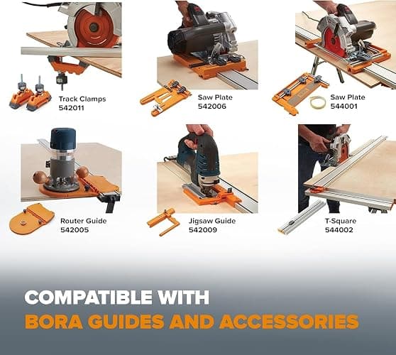 BORA NGX Circular Saw Guide Rail, 100" Straight Edge Clamp - Track Saw Rail | 100-in clamp edge straight edge guide rail for circular saws delivering accurate long straight cuts thumbnail 7