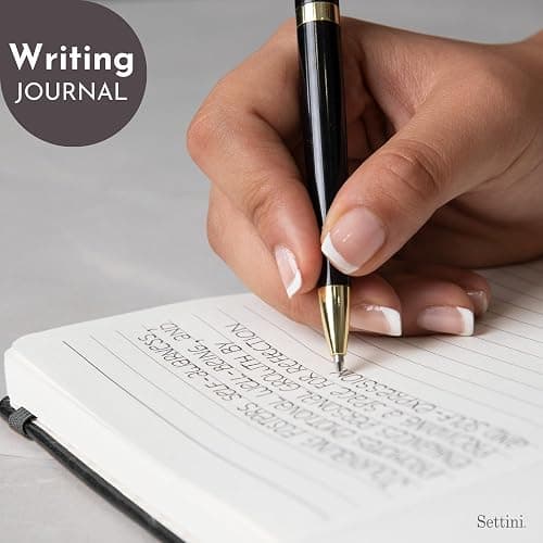 SETTINI Lined Journal, Ideal for Journaling - A5 Vegan Leather Notebook, 192 Archival-Quality Pages, QuillEase Bleed-Free Paper, Inner Pocket & Bookmark - Christmas Gifts, Black Bee thumbnail 5