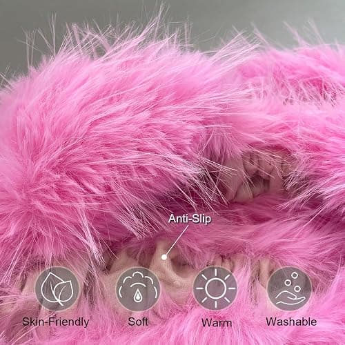 UYRIE Fluffy Mirror Cover - 59"x16" Full Length Stretch Universal Ultra Soft Non-Slip Cover Warm Home Decor for Bedroom Cloakroom (Pink-Without Mirror, Suitable for 59"×16") thumbnail 4
