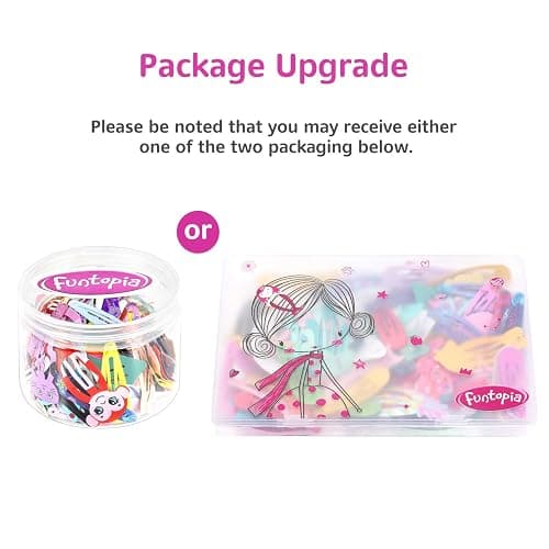 Funtopia Hair Clips for Girls,100 Pcs No Slip Metal Snap, Barrettes for Kids Teens Women, Cute Candy Color Cartoon Design Hair Pins (Animals Fruits Crowns Stars) thumbnail 6