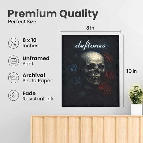 ZUKIY Deftones Skull Rose Requiem - Dark Rock Poster Wall Art 8x10 Unframed - Heavy Metal Band Inspired Decor for Bedroom Studio Office - Emo Goth Aesthetic Tapestry Style Print for Music Lovers thumbnail 2