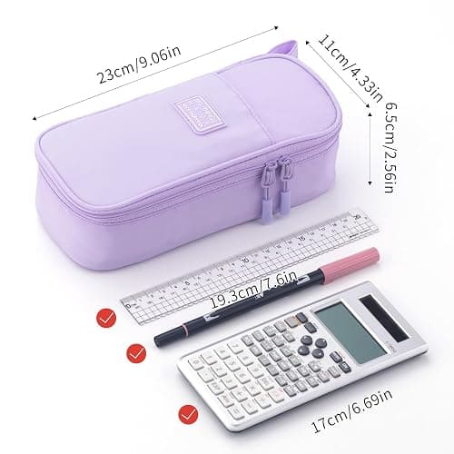 CICIMELON Durable Pen Pencil Case Big Storage Pen Pouch Bag for School Supplies Office College Teen Girls Adults, Purple thumbnail 5