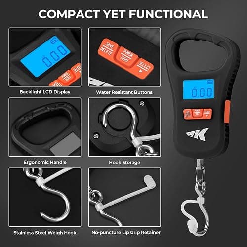 KastKing ToughTide Fishing Scale, USB Charging, 65lb Capacity, Ultra-Thin Digital Fish Scale, LCD Display, Ergonomic Handle, Fish Scales Digital Weight, Fishing Accessories for Men thumbnail 8