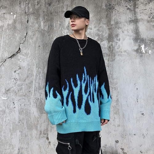 Women Sweater Long Sleeve Flame Bat Sleeve Jumper Oversized Casual Knitting Pullover Tops thumbnail 3