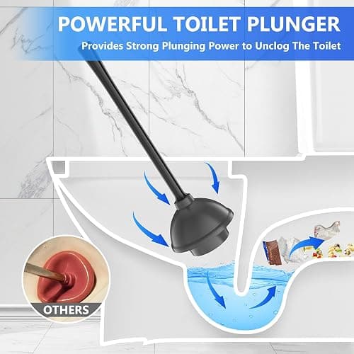 LOVLOY Toilet Plunger with Holder, Plunger with Unique Holder for 5.7-inch Toilet Drain, Plungers for Bathroom with Holder, Toilet Plunger Heavy Duty (1, Black) thumbnail 3