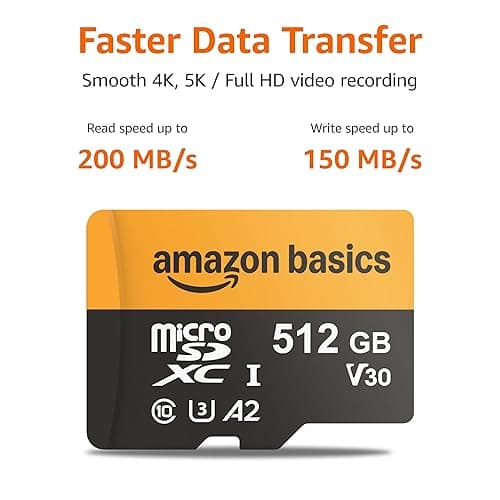 Amazon Basics 512GB microSDXC Card with Adapter, Read Speed Up to 200MB/s, 1-Pack thumbnail 3