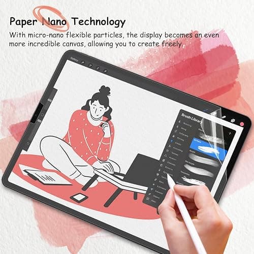 bersem 2 Pack Paperfeel Screen Protector Compatible with iPad Pro 12.9 Inch (2022 & 2021 & 2020 & 2018), iPad Pro 12.9 6th / 5th / 4th / 3rd Generation Matte PET Film for Drawing, Anti-Glare thumbnail 4
