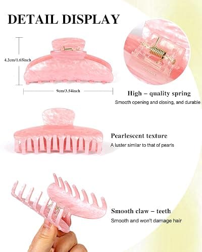 6 Pcs Cute Hair Claw Clips for Women Girls, Strong Hold Hair Jaw Clips, Non-Slip Hair Accessories Acrylic Resin Hair Clips. thumbnail 3