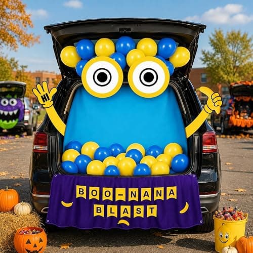 Halloween Yellow Trunk or Treat Car Decorations Kit | Cute Yellow Cartoon Trunk or Treat Decor for Truck SUV,Funny Halloween Car Decor for Car Archway Garage thumbnail 6