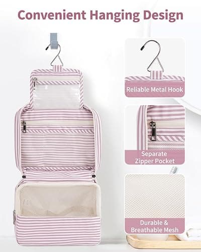 Narwey Small Hanging Travel Toiletry Bag for Women, Travel Bag for Toiletries, Makeup Bag Organizer Cosmetic Bags Make Up Bags for Girls thumbnail 2