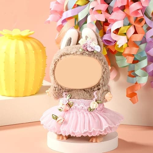 Doll Clothes, Cute Fashion Pink Flower Dress with Funny Hairpin Practical Skirt Clothes Outfit Accessories for Doll Dressing Clothing thumbnail 2