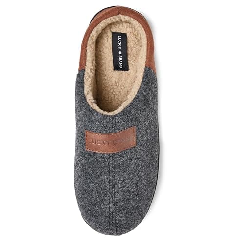 Lucky Brand Mens Fleece Two Tone Clog Slippers with Patch - Image 1