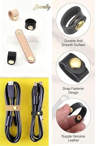 Jinrally 2Pcs Leather Bag Clips, Strap Buckles Anti-Slip Connectors, Brown | Light detachable adjuster holds wires, tool-free mount for travel office use thumbnail 4