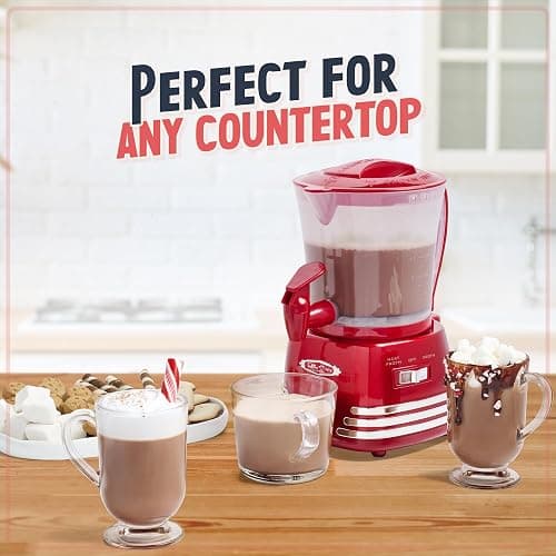 Nostalgia Retro Frother and Hot Chocolate Maker and Dispenser, 32 Oz, for Coffees, Lattes, Cappuccinos, Red thumbnail 6