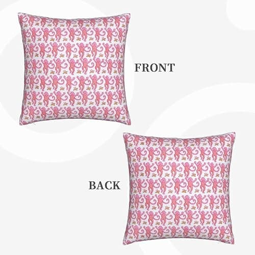 ZFENGYYUAN Pink Rabbit Monkeys Pillow Case Square Soft Pillowcase Throw Pillow Cover Home Decor for Living Room Sofa Car Cushion Cover 18''X 18'' thumbnail 4