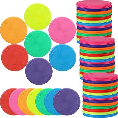 Vinsot 28 Pcs Flying Discs Bulk Flying Discs for Kids Soft Rubber Flyer Disk Dog Toys Game Outdoor for Children Adults Sports Favors, 7 Colors - Image 1