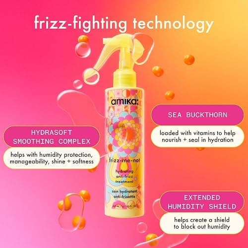 amika frizz-me-not hydrating anti-frizz treatment | lightweight hydrating spray for medium to thick coarse hair types 2a-4c, humidity + heat protection, smooth frizz for up to 3 days thumbnail 8