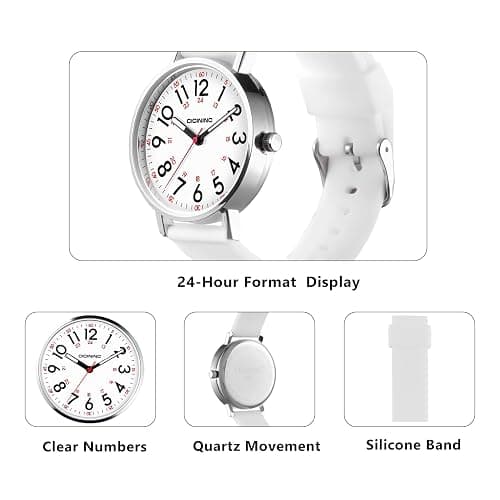 cicininc Watch with Second Hand for Nursing Women | Analog | Military Time | Silicone Band | Easy Read Dial | 12/24H | for Nurses, nursing students, medical professionals thumbnail 4
