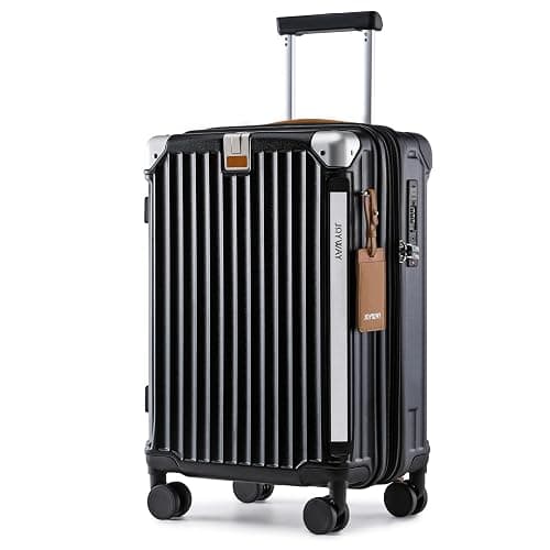 Joyway Carry On Luggage, Expandable Suitcase with Smart Cup Holder and USB Port, 20 IN Hardside Checked with TSA Lock Spinner Double Wheels, Black - Image 1