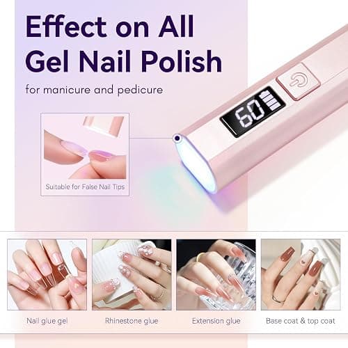 Makartt Handheld UV Light for Gel Nails - Portable Mini UV LED Nail Lamp Lumière Nail Dryer Fast Drying for Curing Nail Art Polish Rechargeable USB Nail Light with LCD 2 Timer for DIY Salon (Pink) thumbnail 2