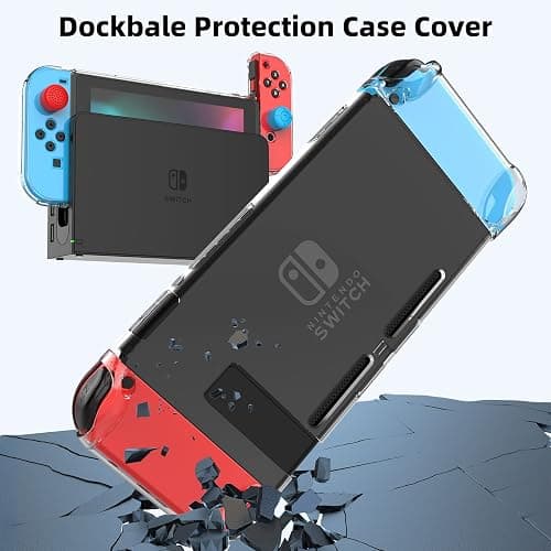 HEYSTOP Switch Case Compatible with Nintendo Switch, 9 in 1 Accessories kit with Carrying Case, Dockable Protective Case, HD Screen Protector and 6pcs Thumb Grips Caps thumbnail 5
