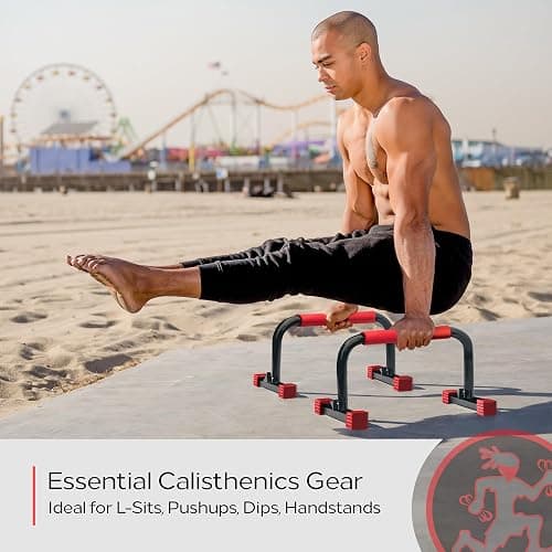 Rubberbanditz Parallette, Parallel Bars & Dip Station | At Home Gym Workout Equipment, L-Sit Bars & Calisthenics Equipment for Home. Perfect for Push Ups, Dips, Handstands & Gymnastics. thumbnail 6