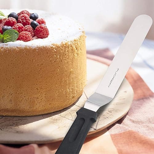 PUCKWAY Angled Icing Spatula, Stainless Steel Offset Spatula, Cake Spatula Set of 2 Black 6, 8 inch Blade thumbnail 6