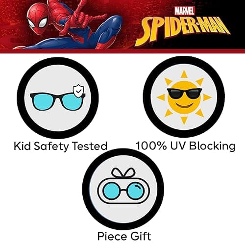 Marvel Spiderman Sunglasses for Kids - Stylish, Comfortable & Durable UV-Protective Spiderman Glasses With Soft Carrying Case - Red - Black thumbnail 6