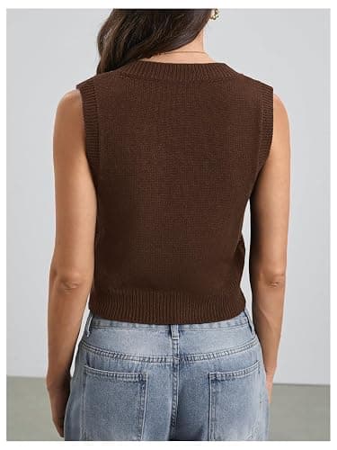 Milumia Women's Cable Knit V Neck Sweater Vest Sleeveless Ribbed Crop Tank Top thumbnail 2