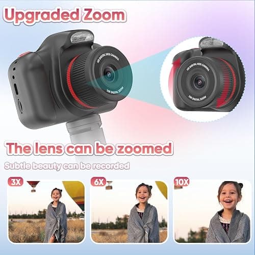 Seckton Upgrade Kids Selfie Camera, Christmas Birthday Gifts for Boys Girls Age 3-12, Children Digital Video Cameras with Flash, 2.4" Screen Portable Camera Toy 4 5 6 7 8 9 Year Old Boys Girls-Black thumbnail 6