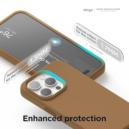 elago Liquid Silicone Case Compatible with iPhone 15 Pro Case, Premium Silicone, Full Body Protective Cover [4 Layer Shockproof Structure], Anti-Scratch Soft Microfiber Lining (Brown) thumbnail 5