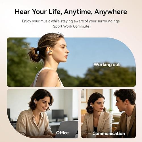 WUYUEGE Clip On Earbuds with Detachable Butterfly Earrings & LED Makeup Mirror Case, Wireless Earbuds Bluetooth 6.0, Air Conduction Headphones, Lightweight for Travel Work Daily Use,Great Gift Choice thumbnail 7