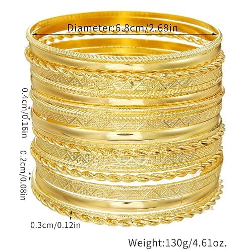 RINTOLER 16Pcs Gold Bangle Bracelets for Women - Multi Layer Stackable Textured Bracelets Boho Jewelrys Set. thumbnail 5