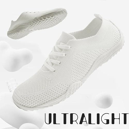 RJYWGS Barefoot Shoes Women Tennis Slip On Sneakers for Women Gym Running Zero Drop Workout Trail Minimalist Shoes - 9.5 - White thumbnail 3