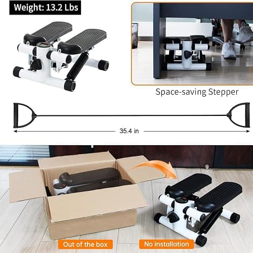 Steppers for Exercise at Home, Mini Stepper with Resistance Bands - Quiet, 360LBS Weight Capacity Portable Stair Stepper for Buttocks Lifting & Body Shaping, Compact Fitness Stepper for Small Spaces thumbnail 8