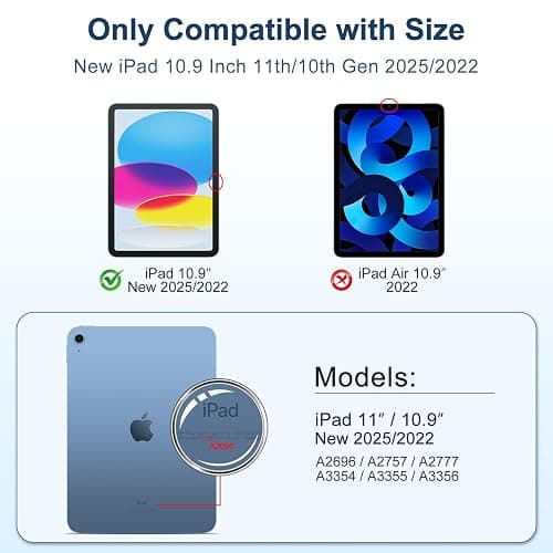 GOZOPO 360° Privacy Screen Protector for iPad A16 11th /10th Generation 10.9" (2025/2022) - Tempered Glass, Anti-Spy Private Filter & Blue Light, Bubble-Free, Face ID & Apple Pencil Compatible thumbnail 2