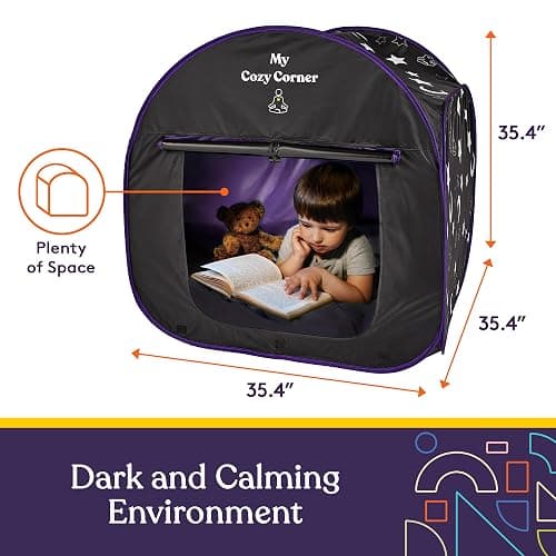 Special Supplies Blackout Sensory Tent for Kids, Pop Up Calming Play Room with Fiber Optic Lamp and Glow-in-The-Dark Fuzzy Blanket thumbnail 2