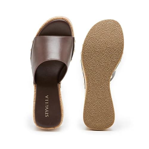 STYVELLA Women’s Platform Wedge Sandals, Slip On Open Toe Wedge Heels Non-Slip Casual Comfort Slides for Dressy Occasions, 2.95 inches Platform thumbnail 6