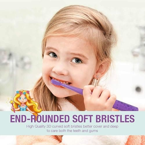 Vekkia Sonic Rechargeable Kids Electric Toothbrush(Purple) | 3 Modes with Memory/Fun & Easy Cleaning/24000 Strokes, IPX7 Waterproof, 2-Min Timer for Age 5+/4 Soft Bristles thumbnail 6