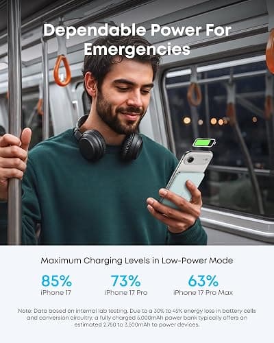Anker Nano Power Bank, Ultra-Slim 5,000mAh Magnetic Wireless Charging Battery, Qi2 Certified 15W Max MagSafe-Compatible Portable Charger, Ergonomic Design, for iPhone Air/17/16 Series thumbnail 6