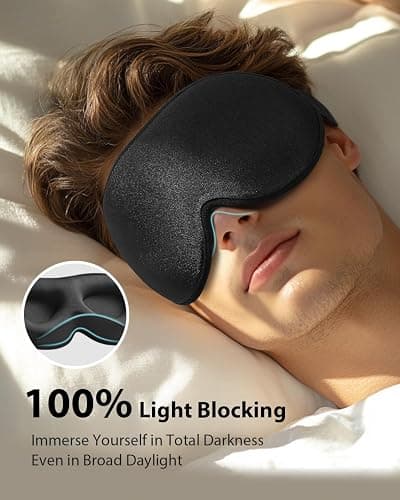 MABAO Weighted Sleep Mask - 100% Blackout Eye Mask for Sleeping for Women Men, 3D Contoured for Lash Extension, Zero Eye Pressure Memory Foam Cover, Soft Gentle Pressure Blindfold for Travel - Black thumbnail 4