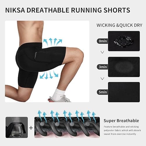 Niksa Compression Shorts Men 2/3 Pack, Compression Underwear for Men Athletic Shorts, Running Workout Fitness Shorts thumbnail 4