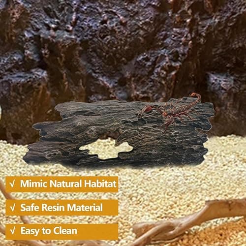 Tfwadmx Bearded Dragon Hide, 13.5" Large Reptile Hideout, Resin Simulated Hollow Log for Aquarium, Betta Fish Hideout, Reptile Tank Accessories for Corn Snakes, Young Ball Pythons, Geckos, Axolotls thumbnail 4