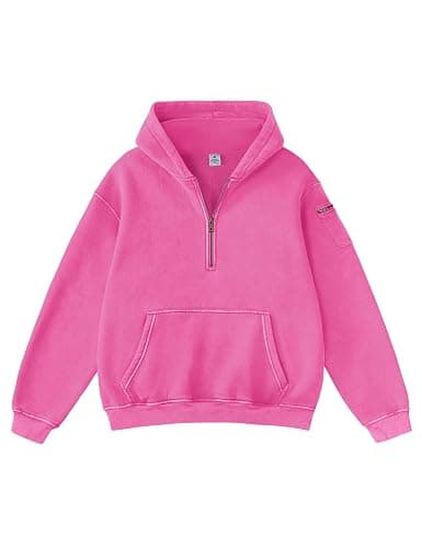 FAIABLE Women's Oversized Washed Quarter Zip Hoodie Loose Fit Pullover Sweatshirt with Pockets - Image 1