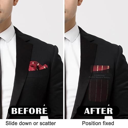 LADIZIO Pocket Square Holder, Pocket Squares for Men, Accessories for Men’s Square Scarf, Suits, 1/2/3/5/8 Pack Assorted thumbnail 4