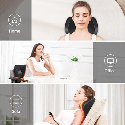 Boriwat Back Massager with Heat, 3D Kneading Massage Pillow for Back, Neck, Shoulder, Leg Pain Relief Deep Tissue, Gifts for Women Men Mom Dad thumbnail 8