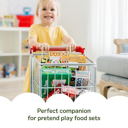 Melissa & Doug Toy Shopping Cart, Grocery Store Pretend Play Toys with Sturdy Metal Frame & Working Wheels, Toddler Shopping Cart, Preschool Learning Toys for Girls & Boys 3+ thumbnail 7